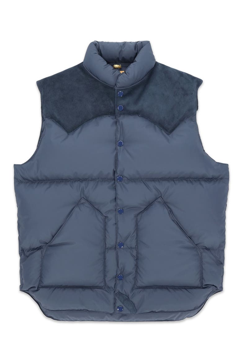 Down Vest with Suede Yoke, Main, color, Navy Blue