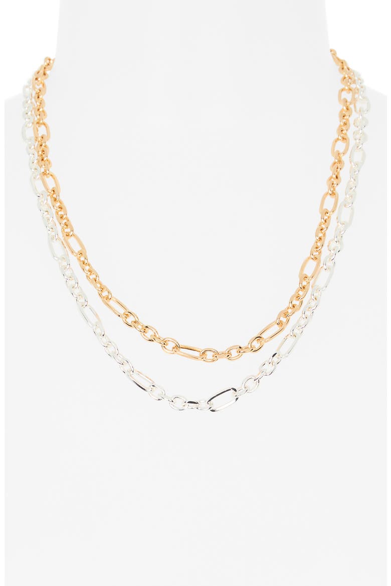 Set of 2 Mixed Metal Chain Link Necklaces, Alternate, color, GOLD- SILVER