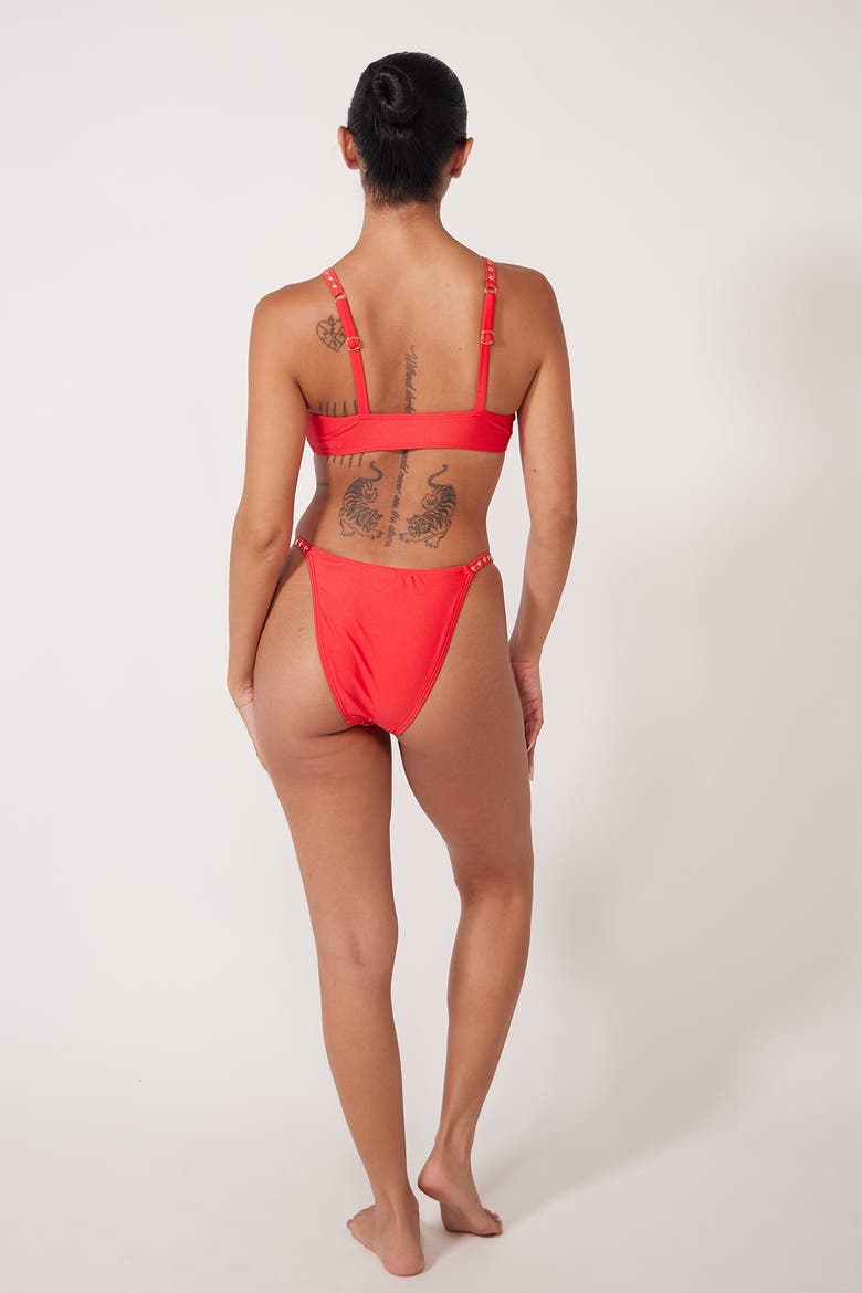 Cara Bikini Swimsuit Top, Alternate, color, Chili