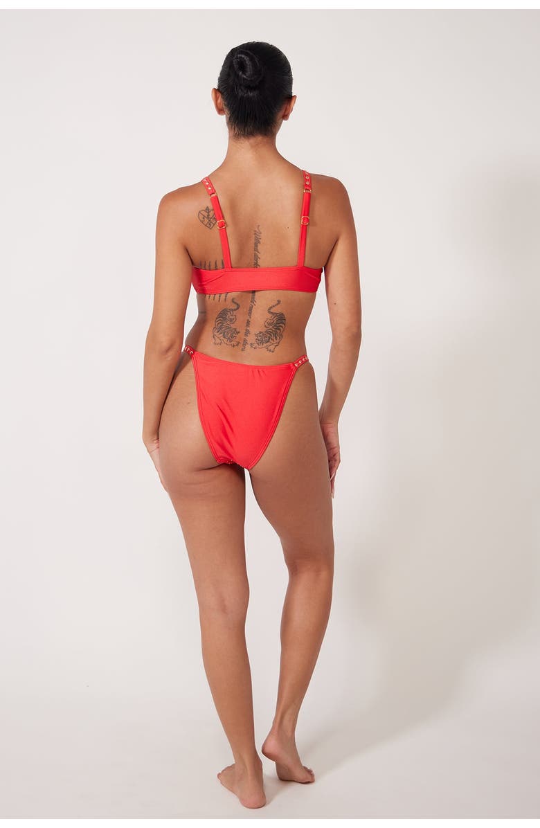 Villa Fresca Cara Bikini Swimsuit Top, Alternate, color, Chili