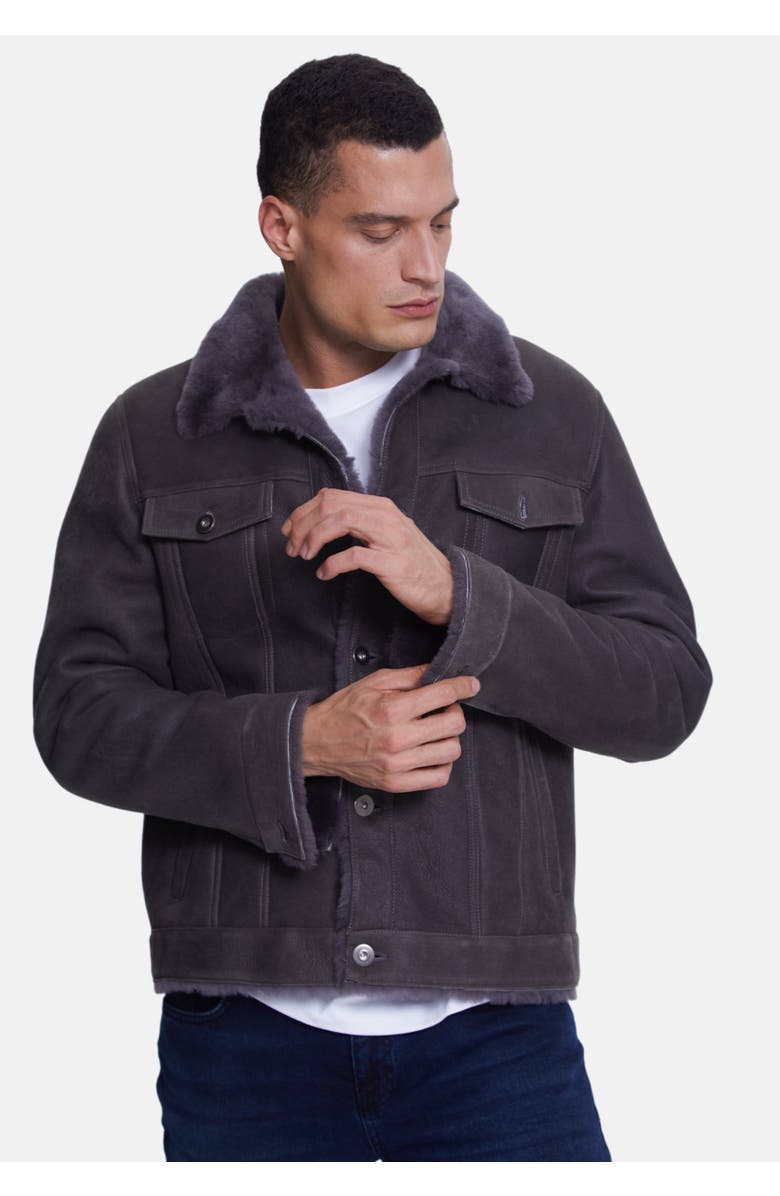Furniq UK Alfie Suede Jacket, Alternate, color, Dark Grey