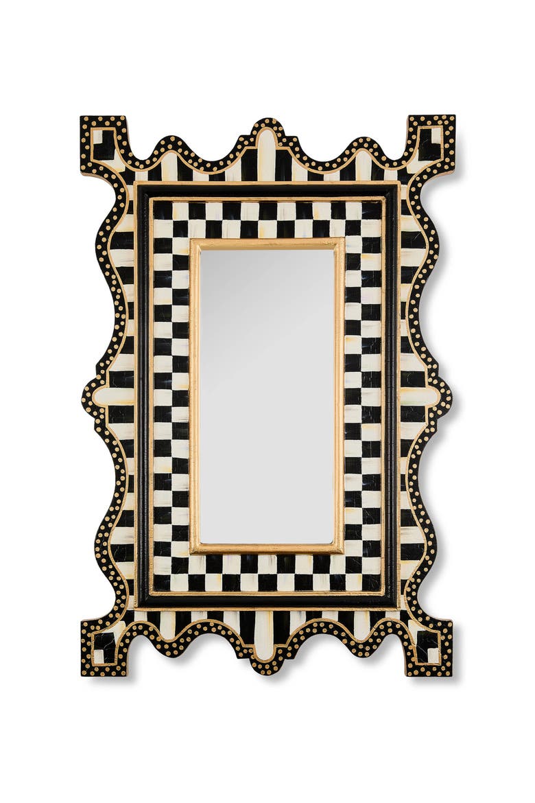 Courtly Check Small Wall Mirror, Main, color, BLACK