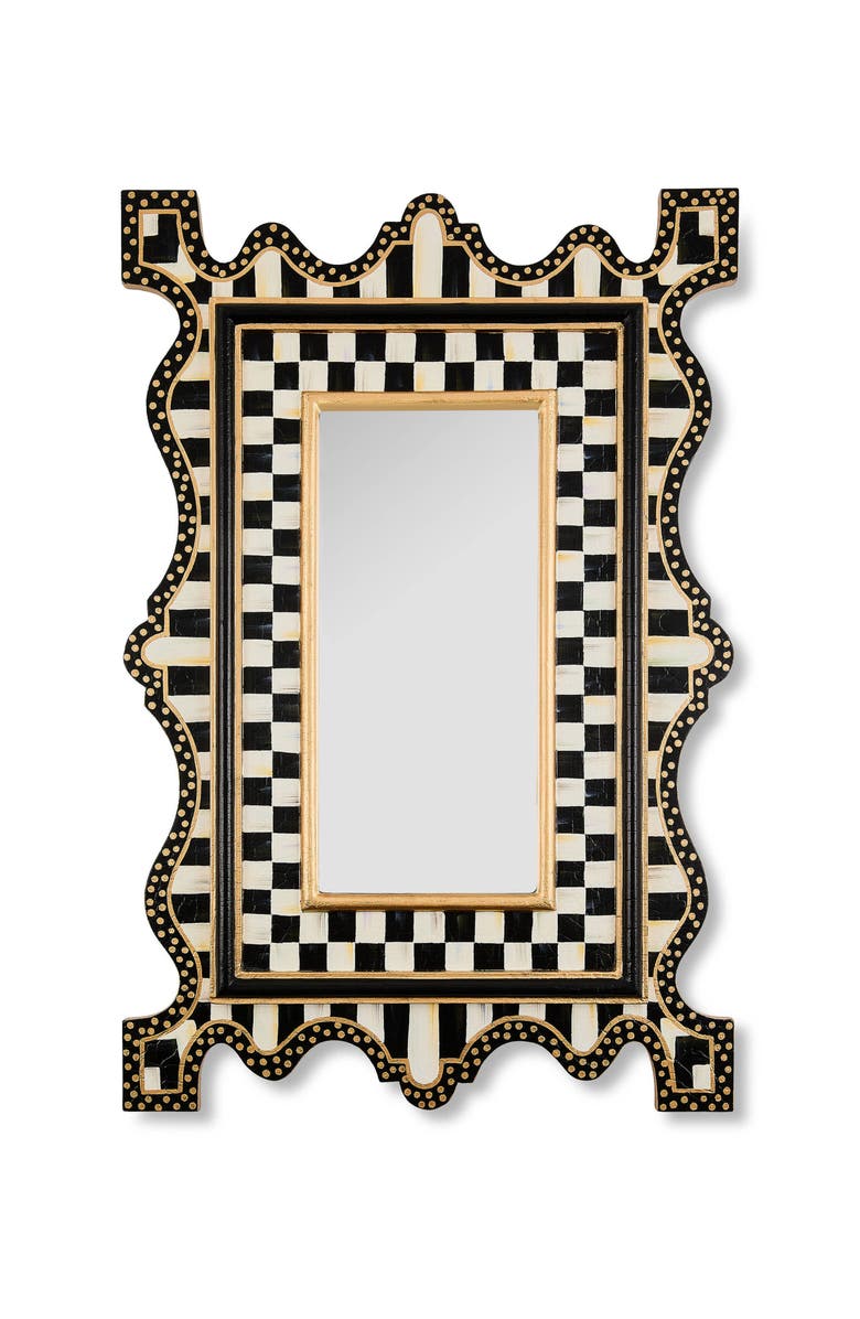 MACKENZIE CHILDS Courtly Check Small Wall Mirror, Main, color, Black