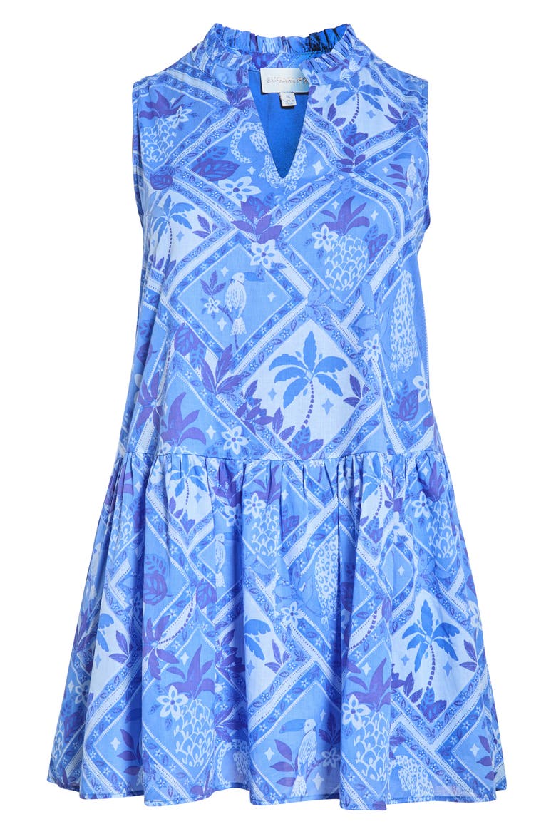 Kaidy Tropical Print Sleeveless Dress, Alternate, color, BLUE-MUL