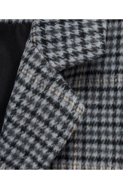 Mango Teen Check Longline Coat In Blue