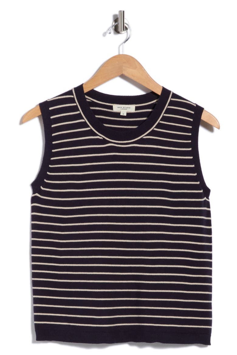 Striped Sweater Tank, Alternate, color, NAVY / BONE STRIPE