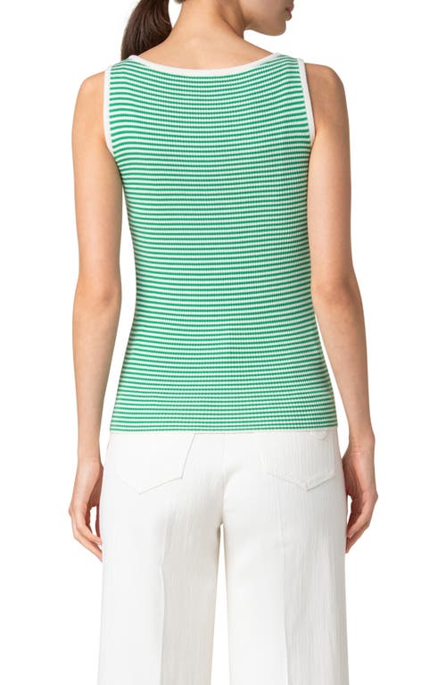 Akris Punto Sailor Stripe Virgin Wool Rib Sweater Tank In Sea Green-cream