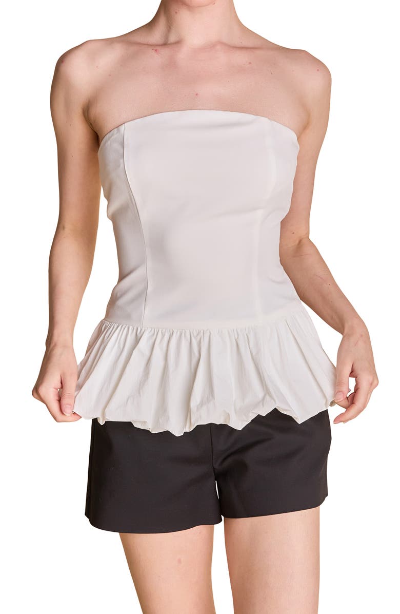 Endless Rose Strapless Bubble Hem Peplum Top, Alternate, color, Ivory