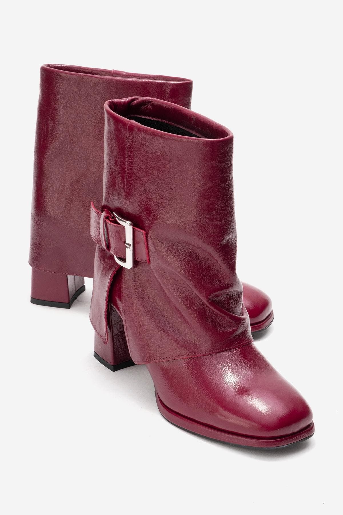 Lore Leather Block Heel Boot, Alternate, color, Burgundy Patent