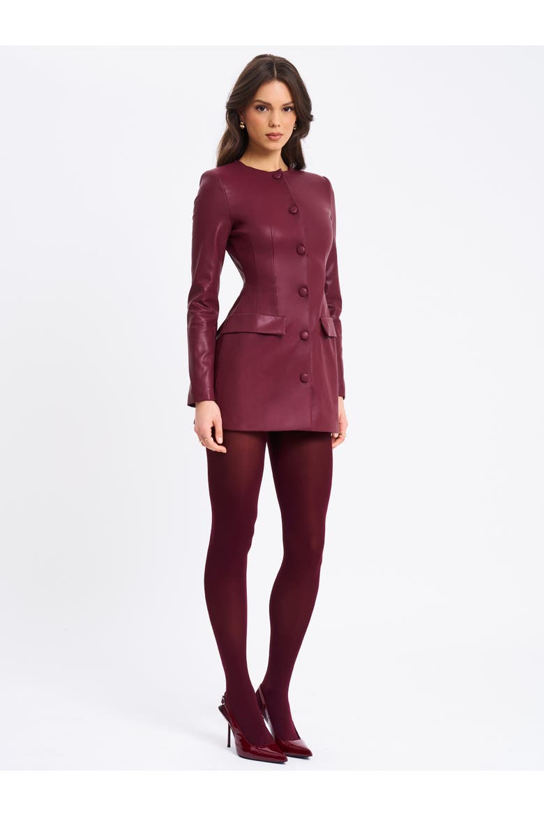 Baila Vegan Leather Blazer Mini Dress, Alternate, color, Burgundy