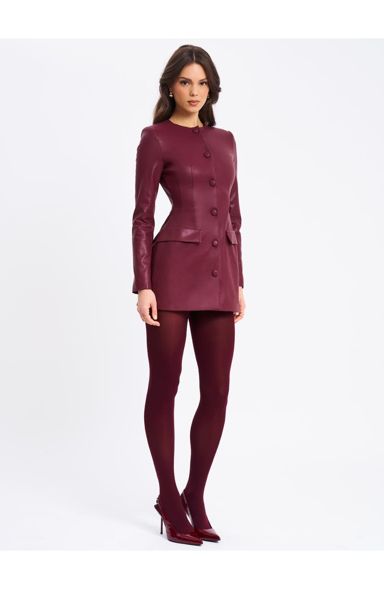 Miss Circle Baila Vegan Leather Blazer Mini Dress, Alternate, color, Burgundy