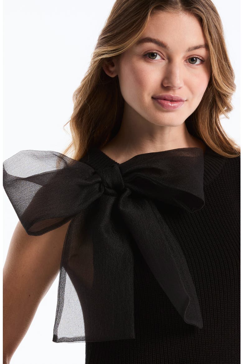 Organza Bow Sweater Vest, Alternate, color, BLACK