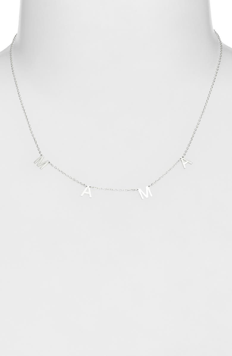 THE SIS KISS Mini Mama Necklace, Alternate, color, Silver No Crystals