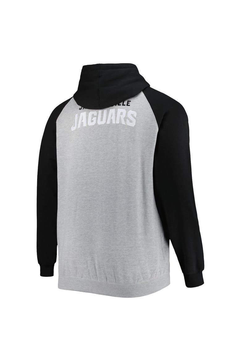 Men's Heather Gray Jacksonville Jaguars Big & Tall Fleece Raglan Full-Zip Hoodie Jacket, Alternate, color, Heather Gray