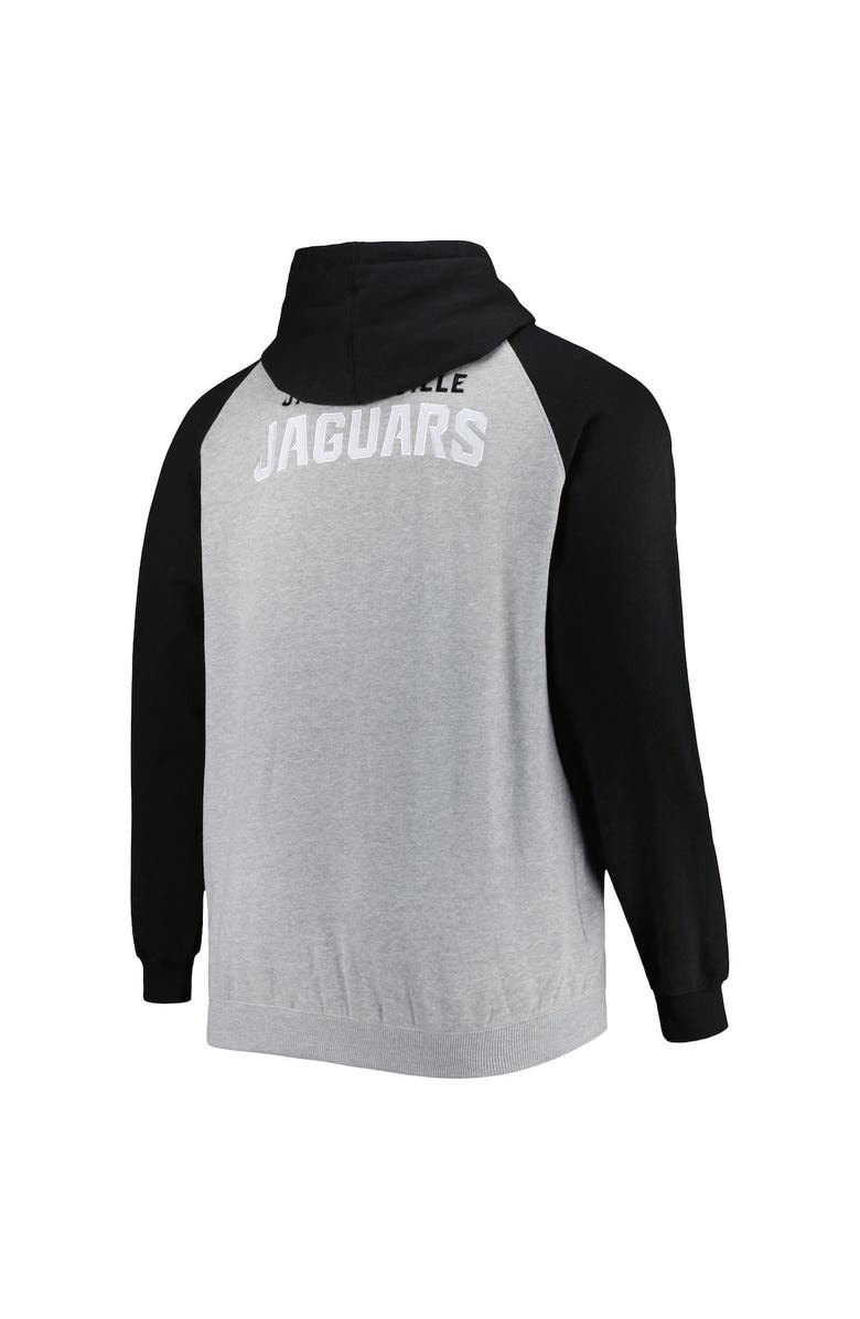PROFILE Men's Heather Gray Jacksonville Jaguars Big & Tall Fleece Raglan Full-Zip Hoodie Jacket, Alternate, color, Heather Gray