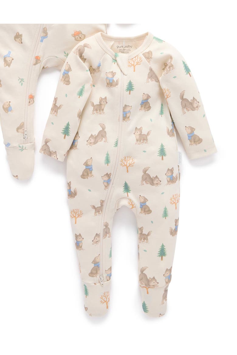 2 Pack Printed Zip Footie Boys, Alternate, color, Wolf Cub Print