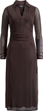 Madewell Long Sleeve Polo Mesh Midi Dress