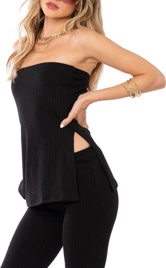 【SPERONE】Side Slit Top EDIKTED Dekota Ribbed Side Slit Strapless Top | Nordstrom