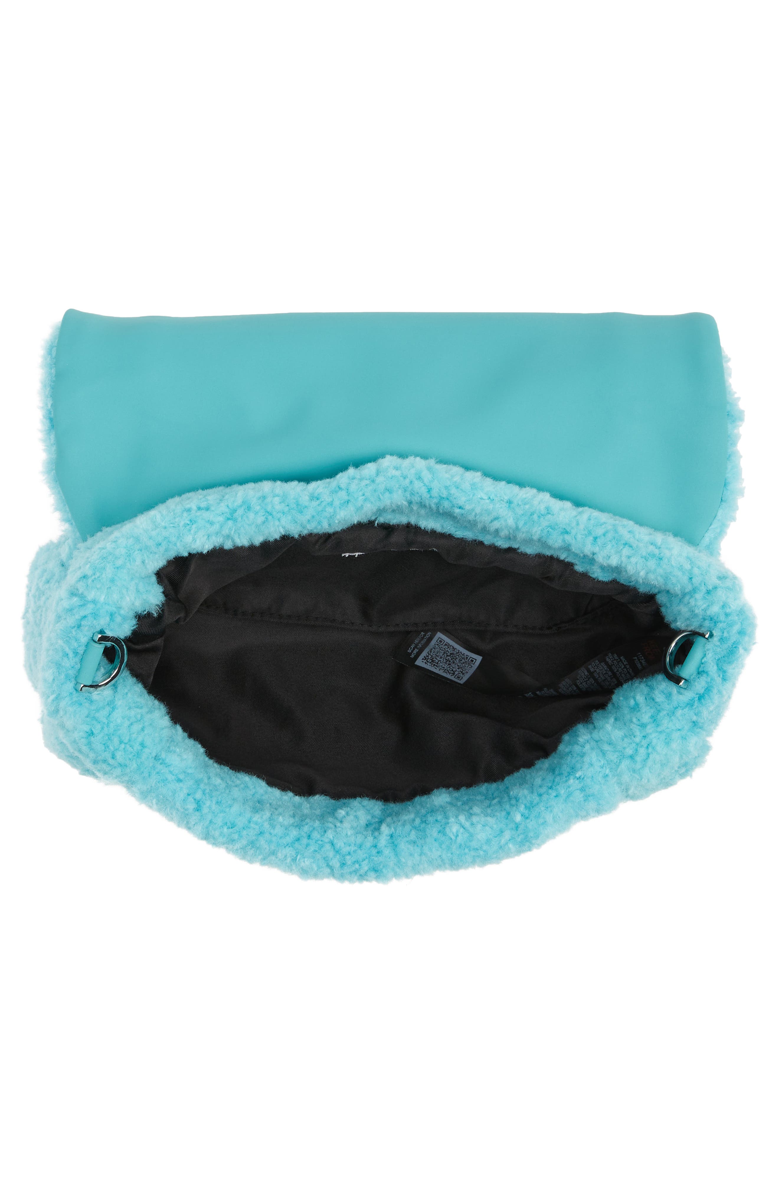 Faux Shearling Shoulder Bag, Alternate, color, TURQUOISE