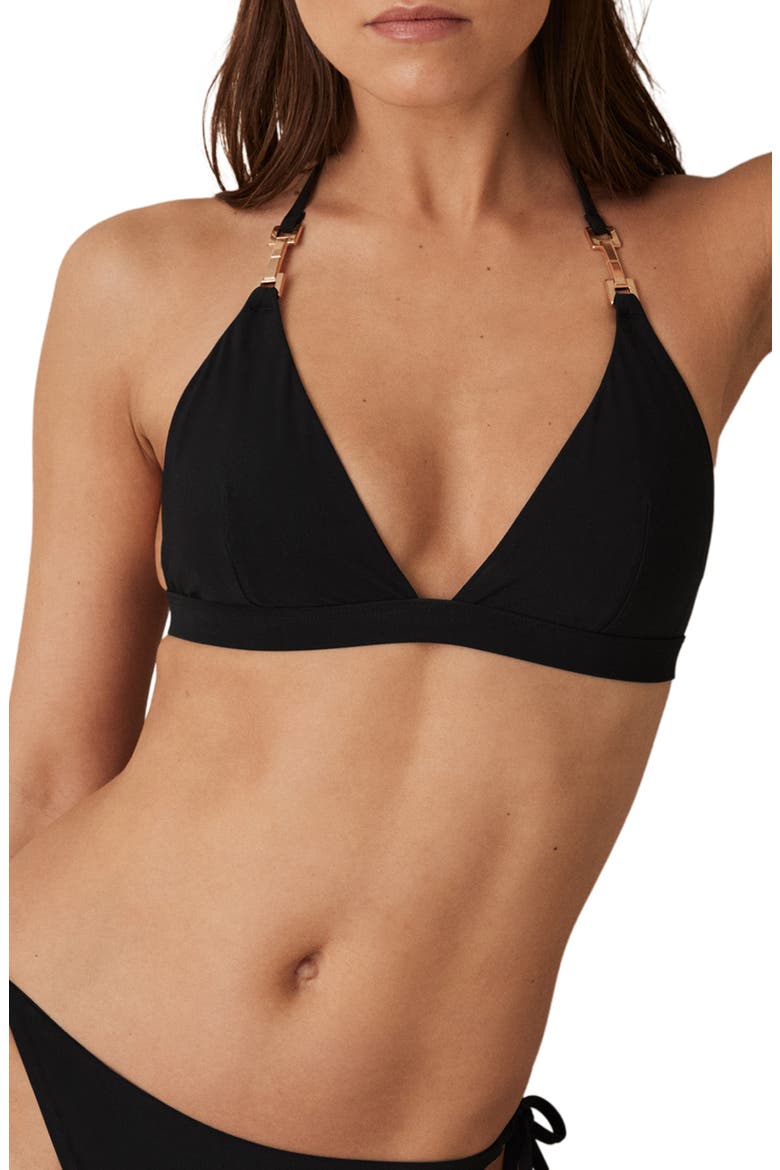 Riah Triangle Bikini Top, Main, color, BLACK
