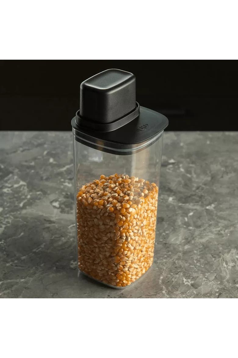 6 Cup Clear Airtight Food Storage Container with Measuring Cup, Alternate, color, Black