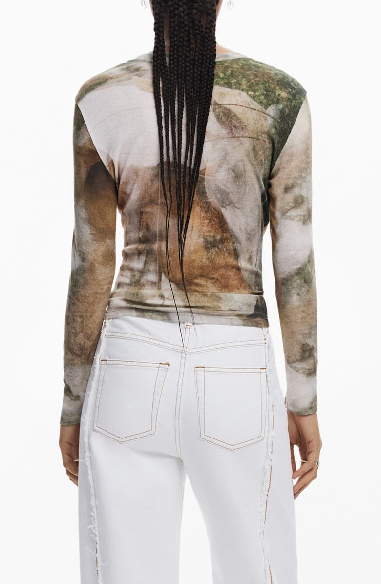 Desigual Abstract Print Cotton T-Shirt, Alternate, color, Sand