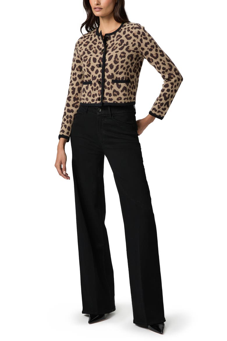 Oberon Leopard Spot Crop Merino Wool Cardigan, Alternate, color, NATURAL MULTI