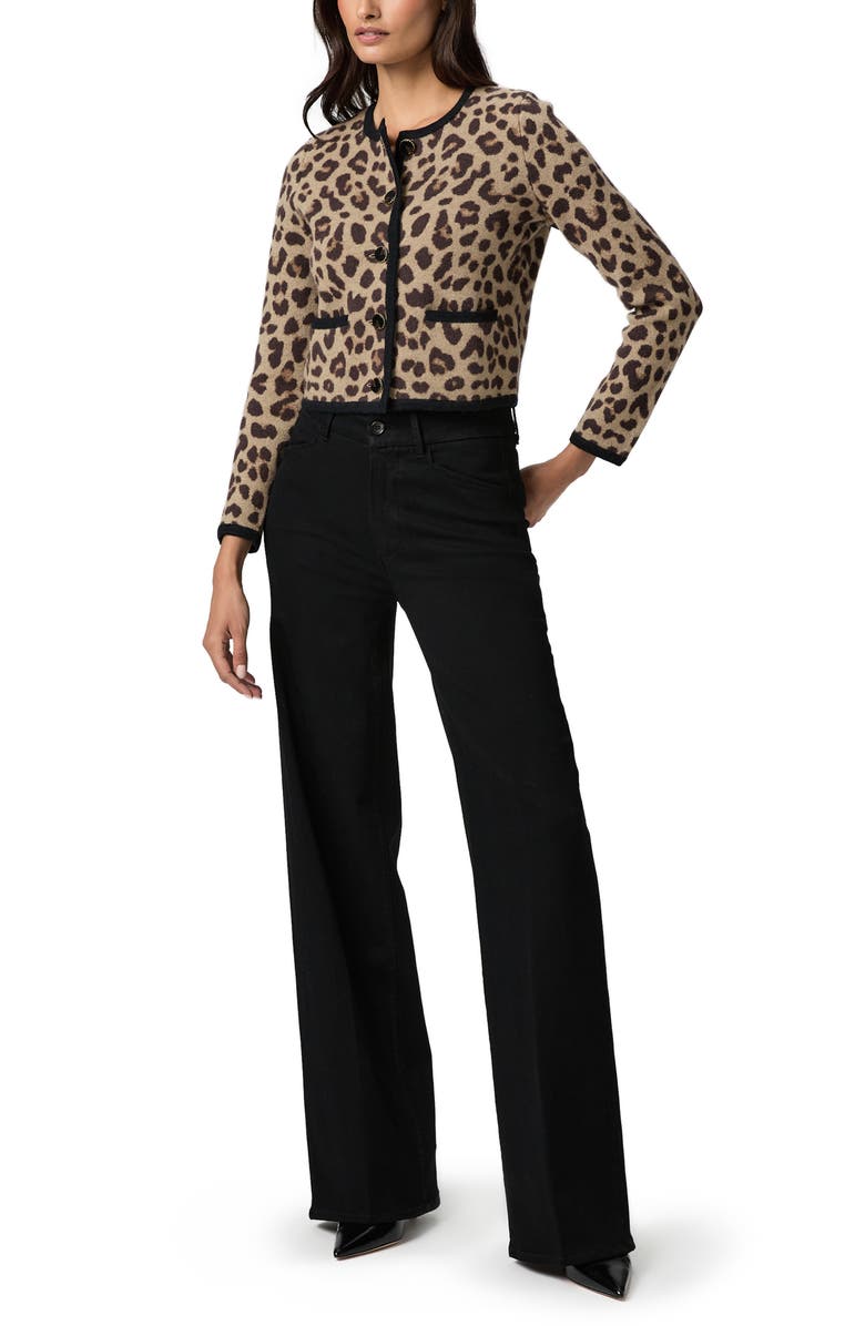 PAIGE Oberon Leopard Spot Crop Merino Wool Cardigan, Alternate, color, Natural Multi