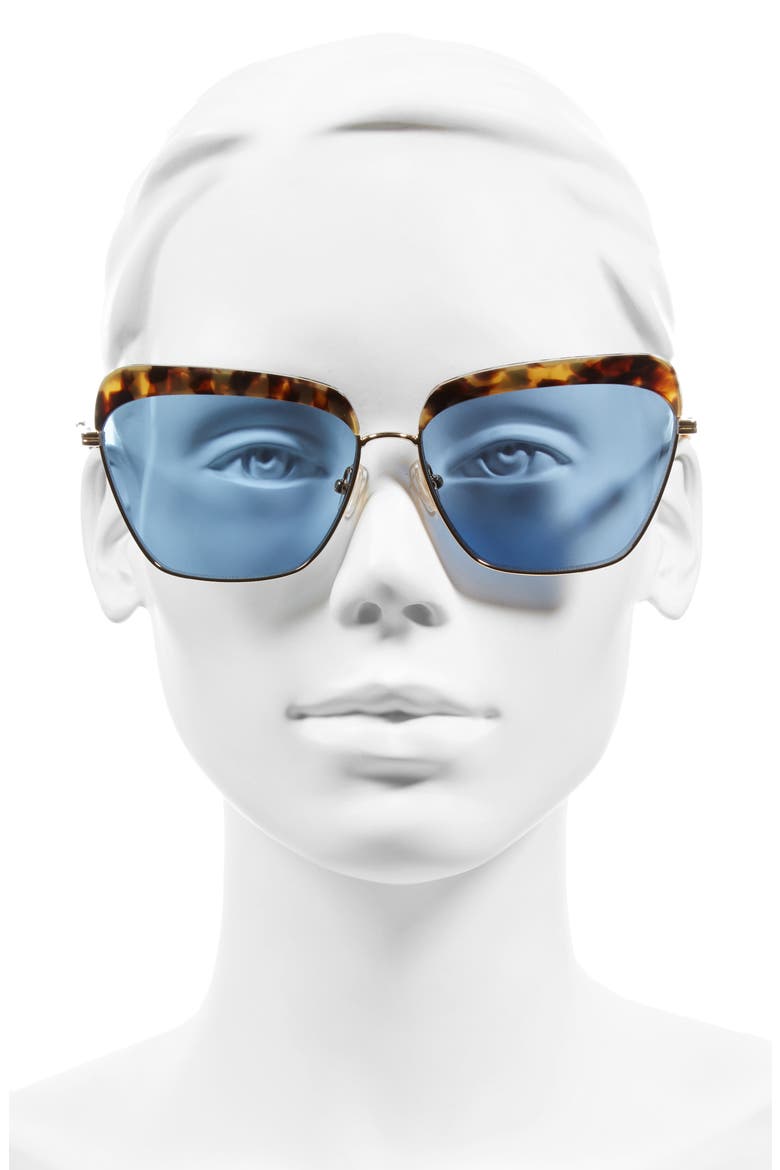 Highland 61mm Square Sunglasses, Alternate, color, BLUE TINT/ BROWN TORTOISE