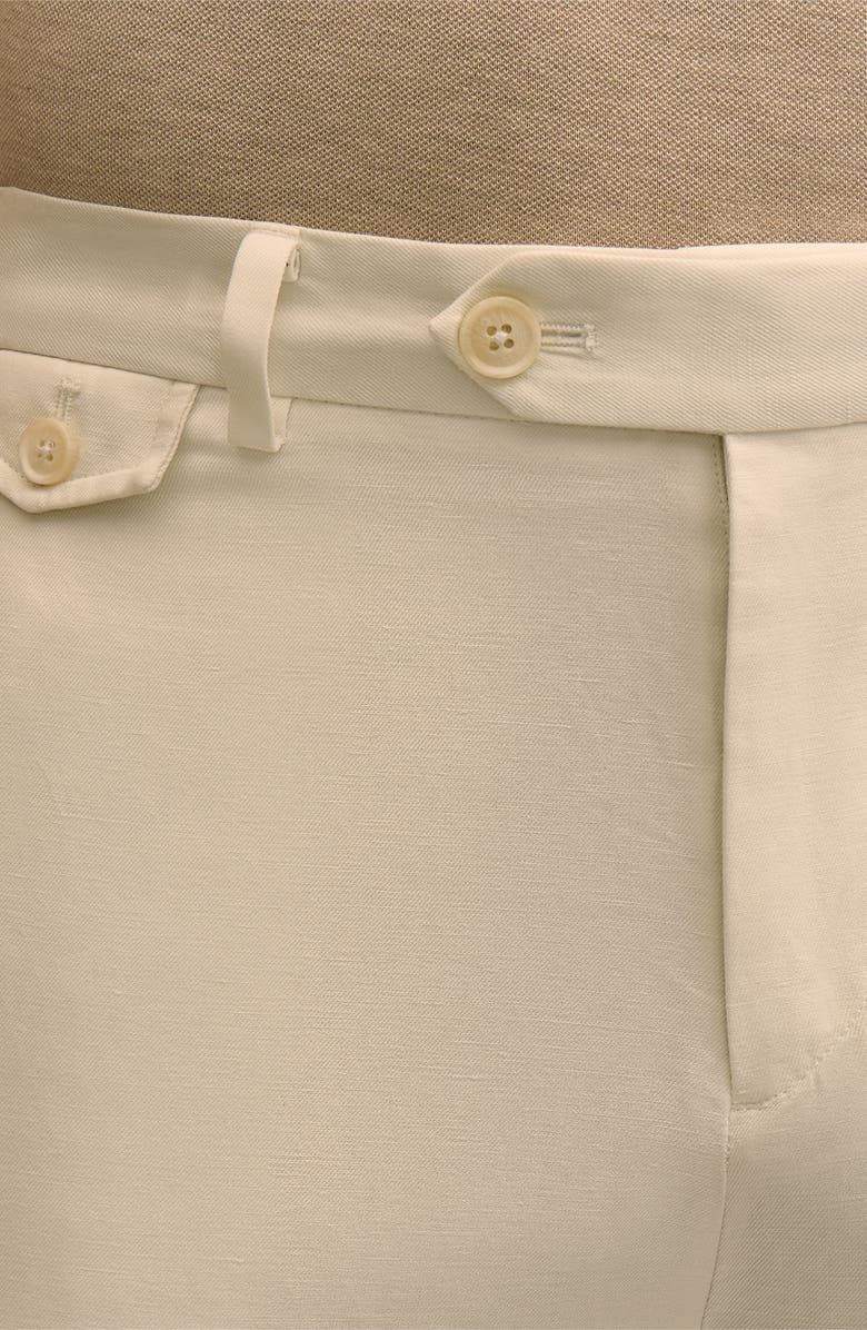 Brooks Brothers Flat Front Straight Leg Linen & Cotton Pants, Alternate, color, Marshmallow
