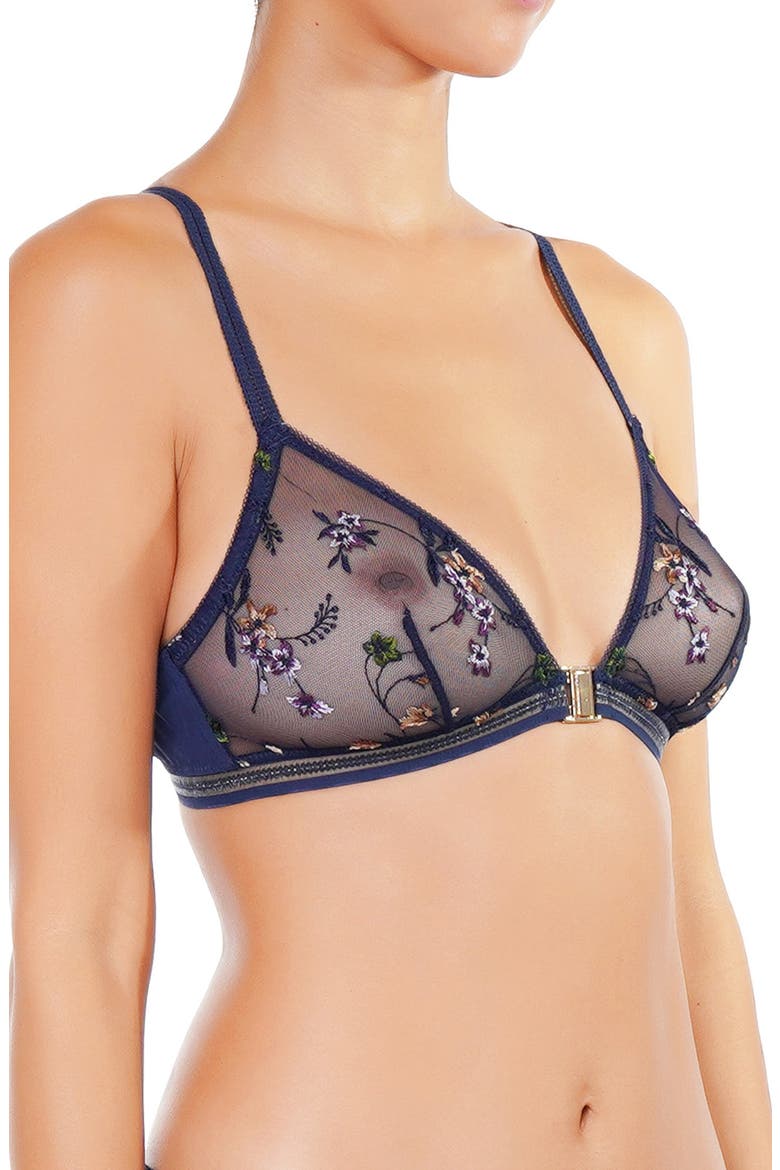 Insouciante Embroidered Mesh Bra, Alternate, color, MARINE