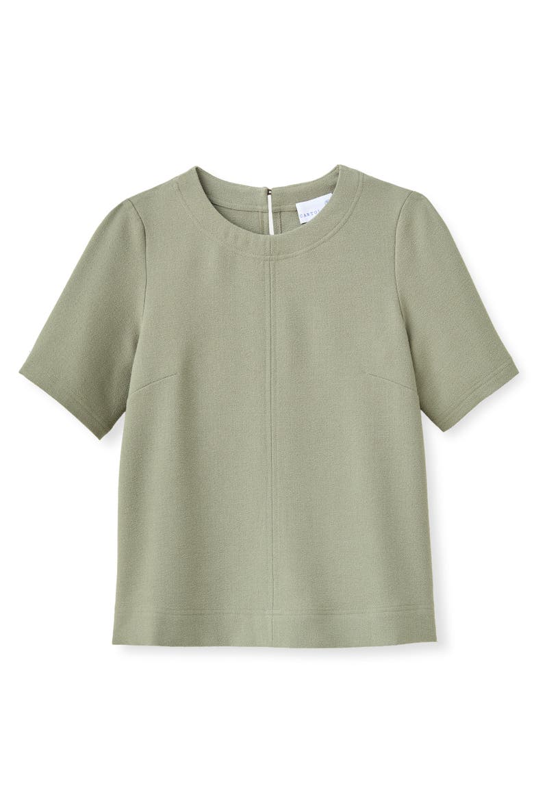 Chloe Pebbled Crepe Top, Alternate, color, Moss