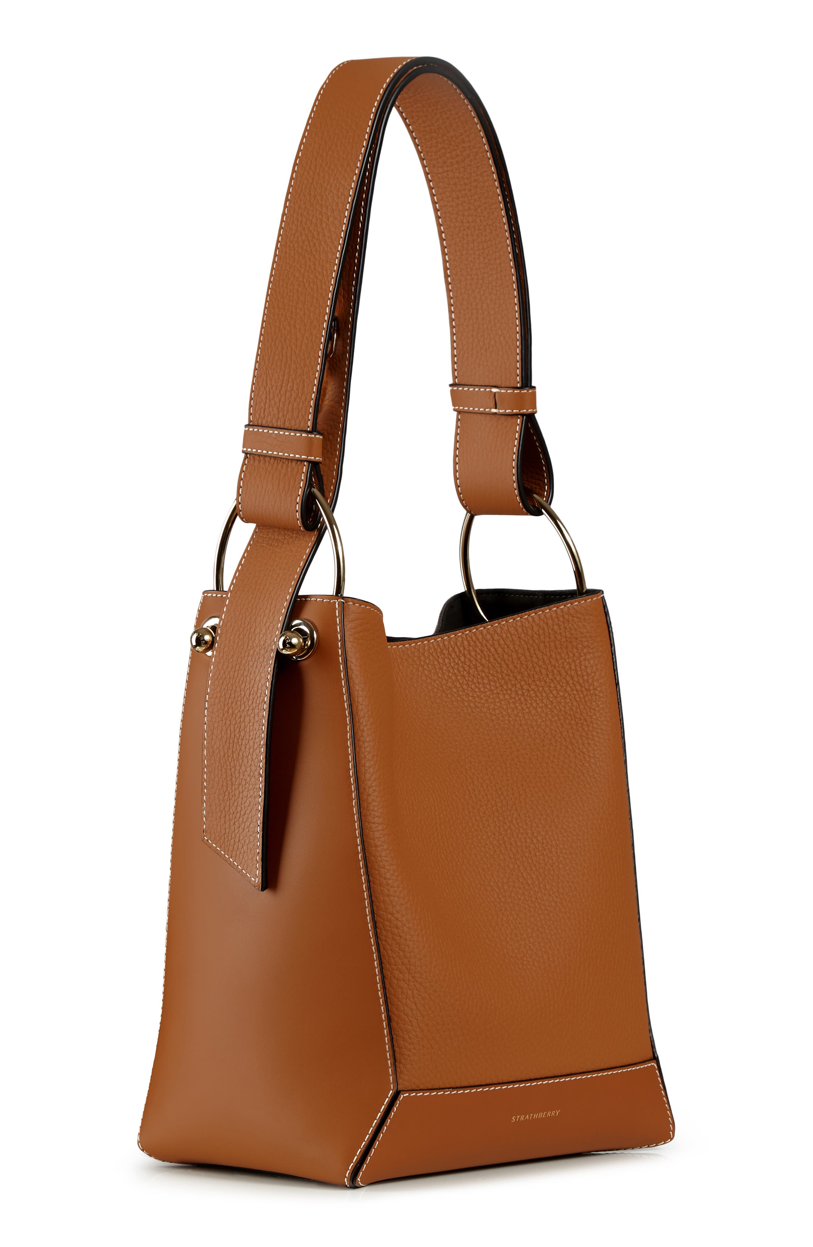 Strathberry Midi Lana Ossette Leather Crossbody Bucket Bag, Main, color, 