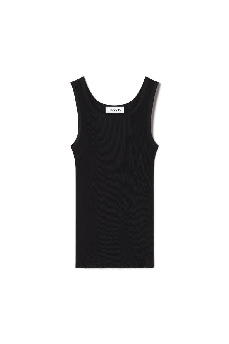 Black Pleated Jersey Tank Top, Alternate, color, Black