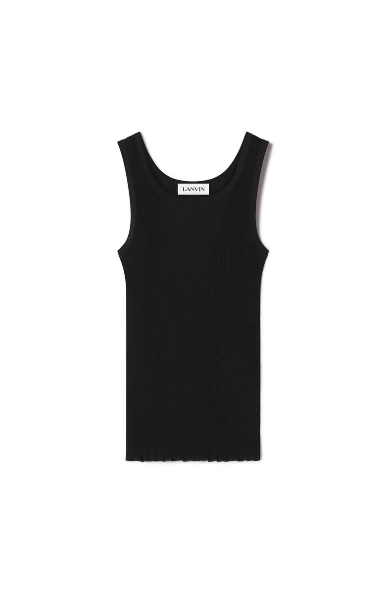 Lanvin Black Pleated Jersey Tank Top, Alternate, color, Black