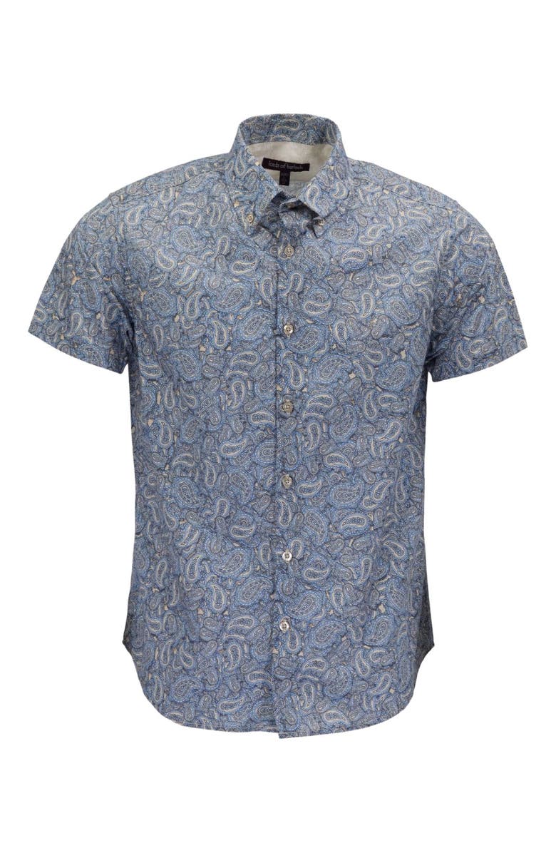 Lords of Harlech Paisley Pile Mens Printed Button Up Shirt, Alternate, color, Paisley Pile Natural