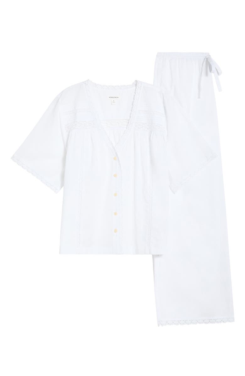 Nordstrom Peached Cotton Lawn Pajama Set, Alternate, color, White