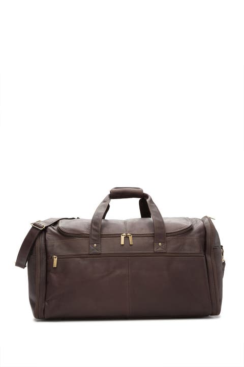 Extra Large Multi Pocket Leather Duffle Bag
