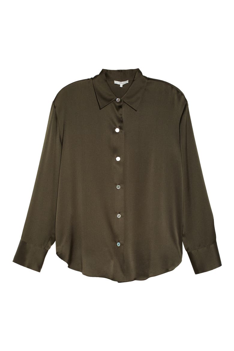 Relaxed Button-Up Silk Blouse, Alternate, color, EDEN