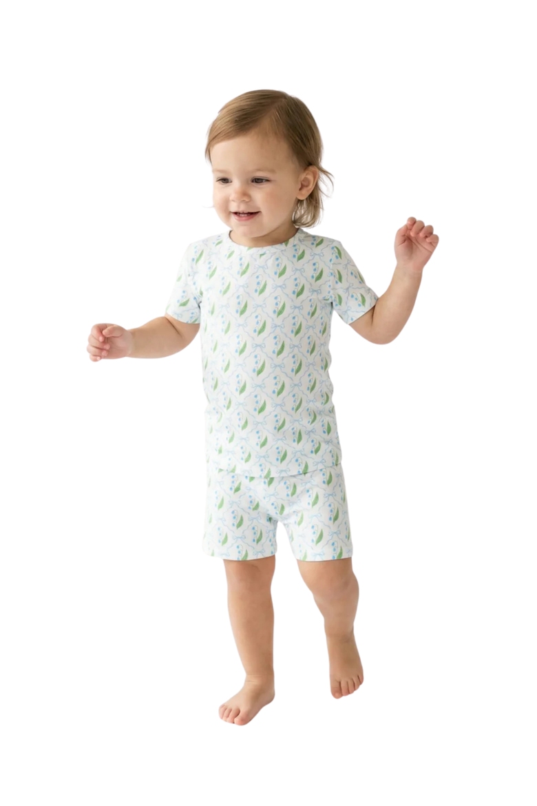 Short Sleeve and Shorts Buttery Soft Pajama Set, Main, color, Bluebell Bows