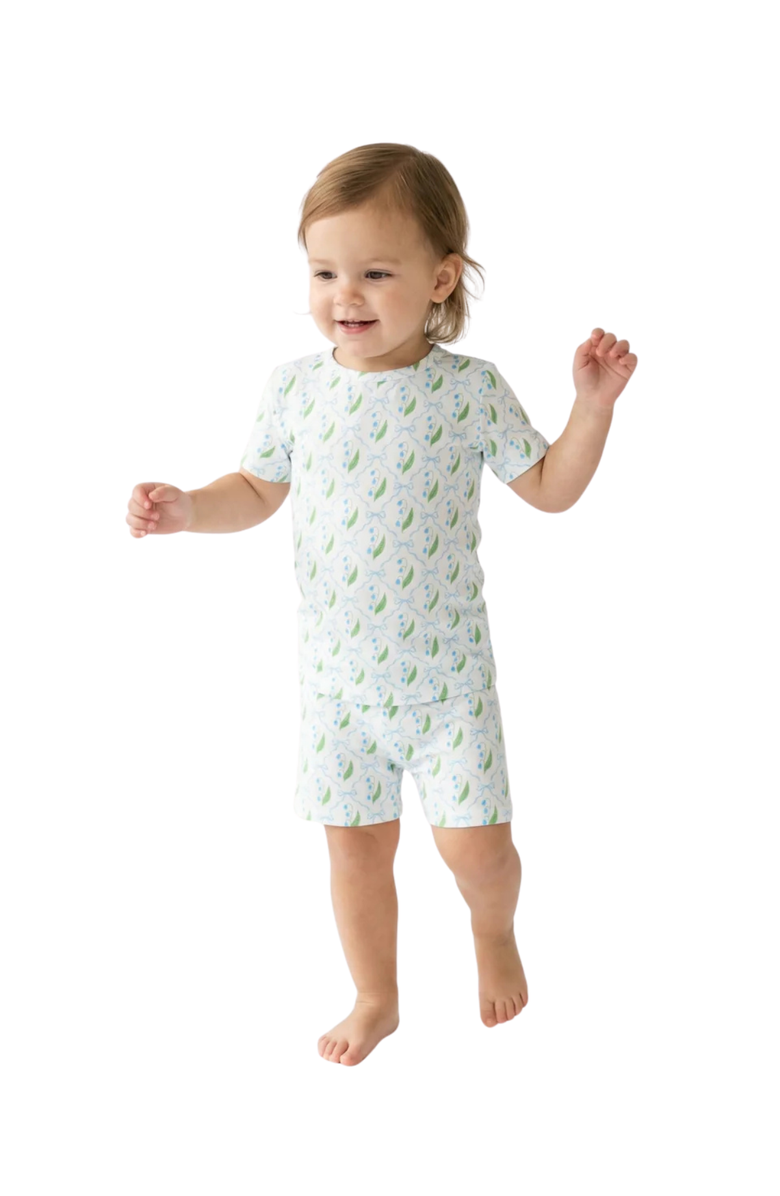 Motette Short Sleeve and Shorts Buttery Soft Pajama Set, Main, color, Bluebell Bows