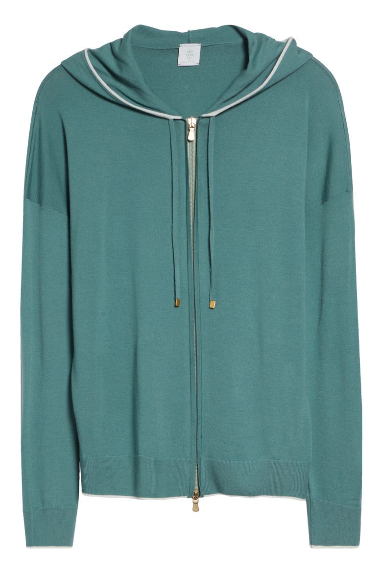Avalon Travel Merino Wool Full Zip Hoodie, Alternate, color, WHITE/JADE