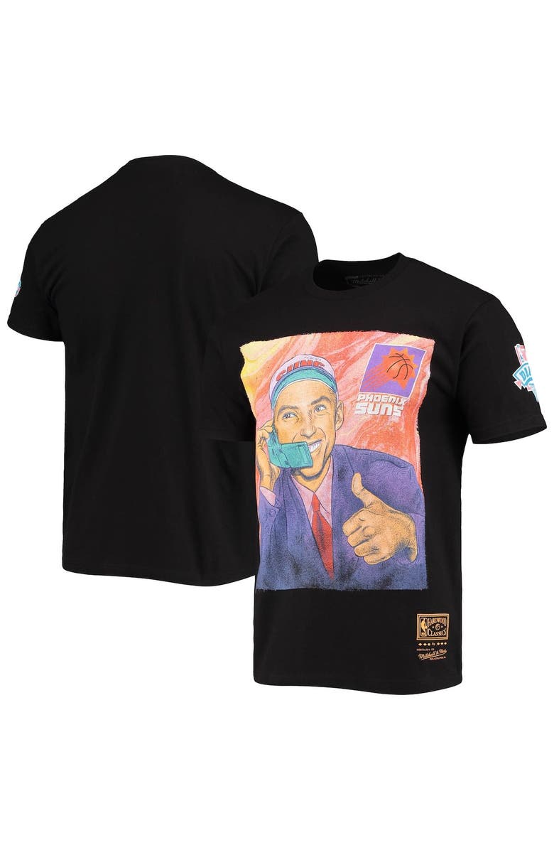 Mitchell & Ness Men's Mitchell & Ness Steve Nash Black Phoenix Suns Hardwood Classics Draft Day Colorwash T-Shirt, Alternate, color, 