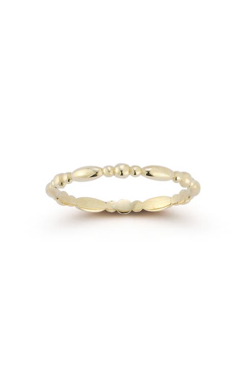 14K Gold Figaro Bead Ring