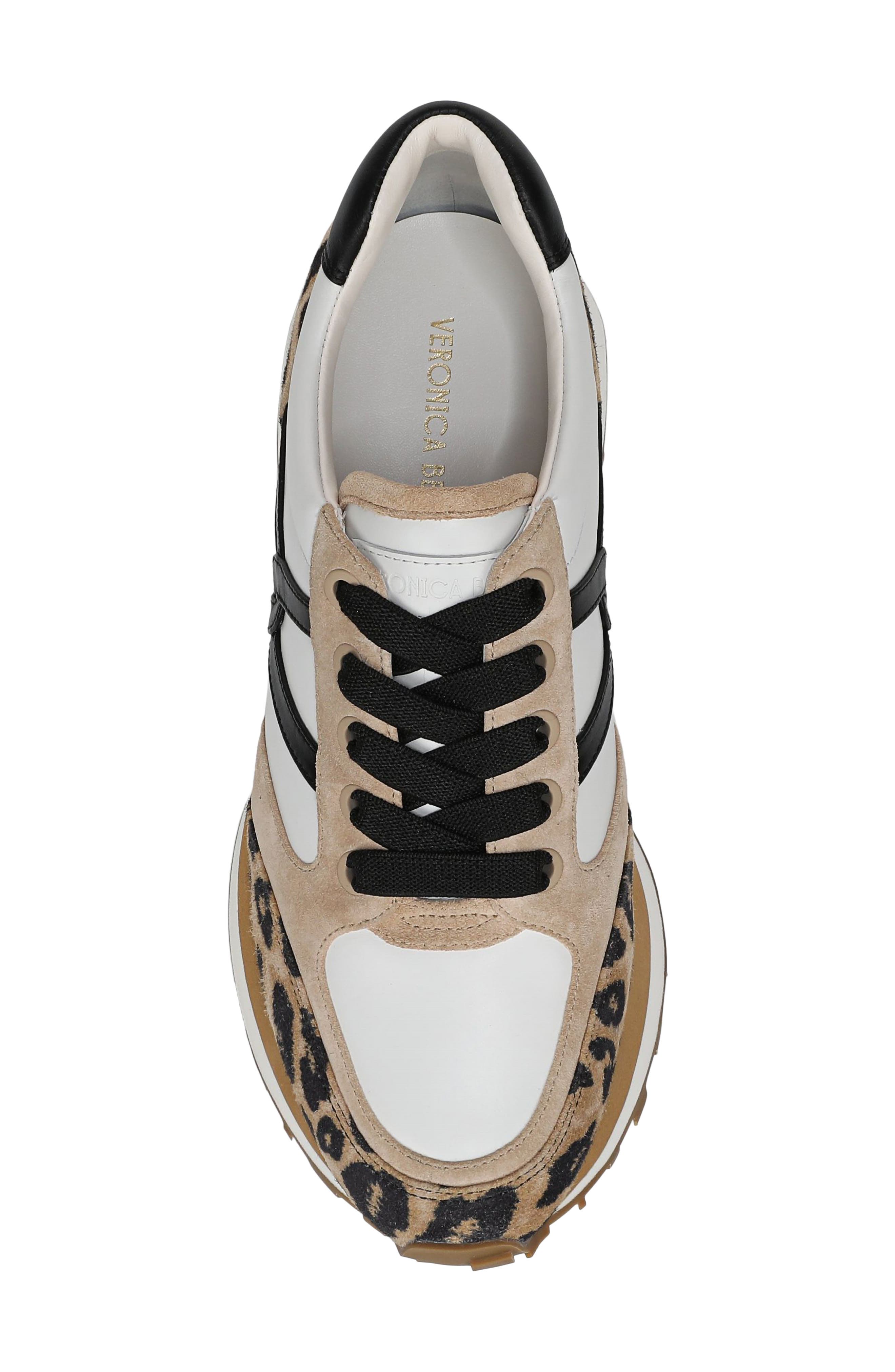 Veronica Beard Valentina Leopard Contrast Sneaker, Alternate, color, Leopard/ Sand/ Black