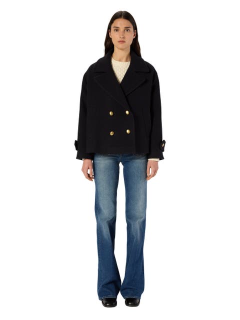 Mouna Double Breasted Cropped Peacoat