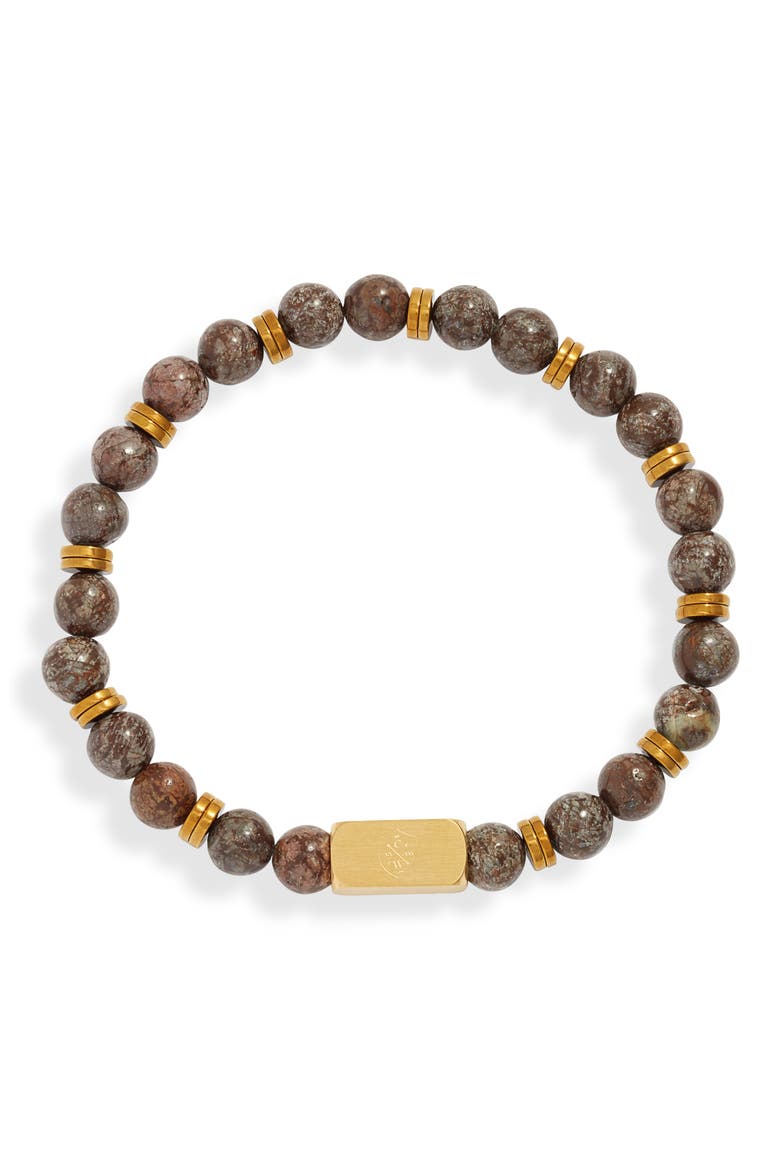 Men's Charcoal Stone Beaded Bracelet, Main, color, CHARCOAL