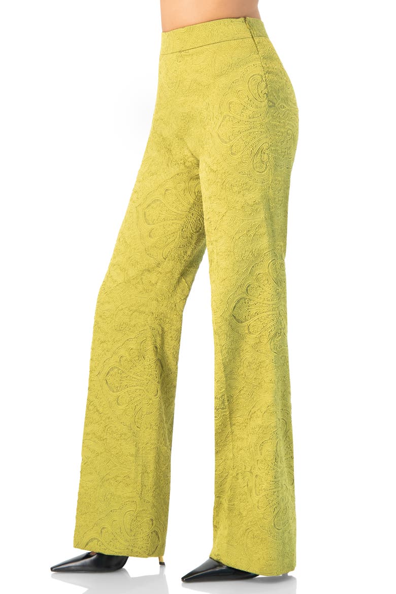 Wide-Leg Straight Trousers with Wide Hem, Alternate, color, Green