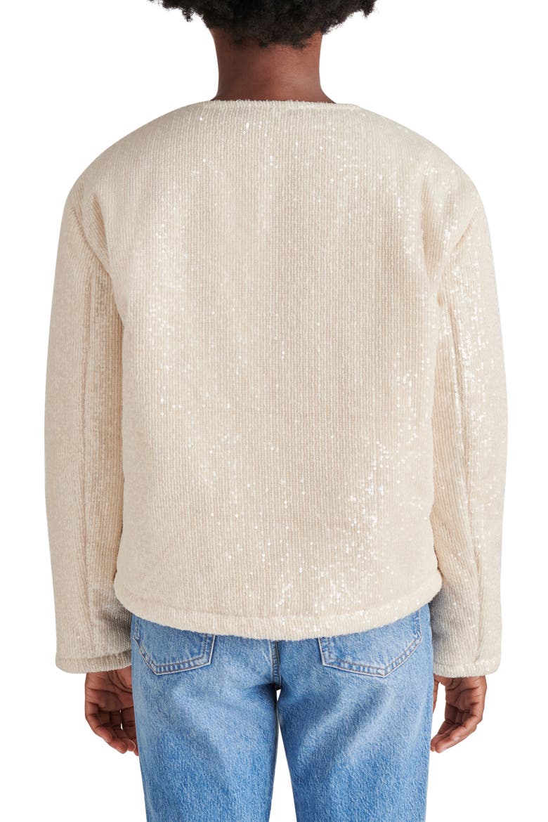 Sequin Crop Puffer Jacket, Alternate, color, CREAM