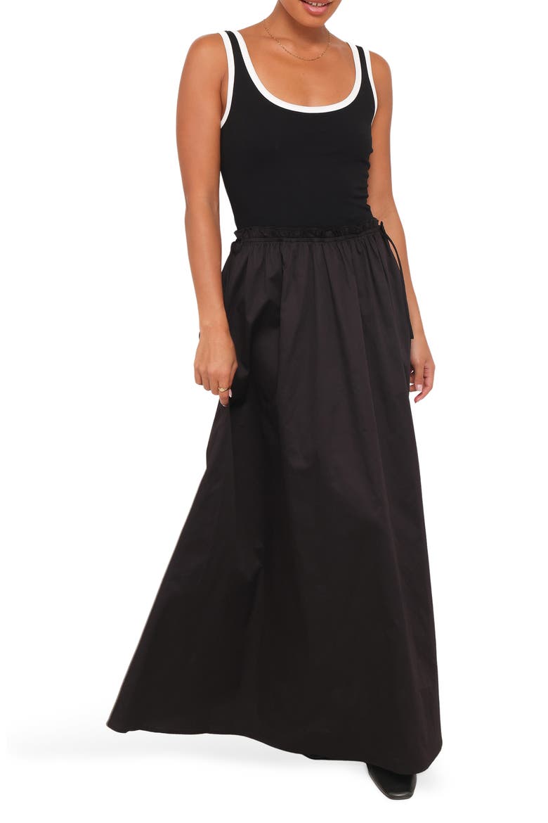 Finesse Sleeveless Stretch Cotton Maxi Dress, Main, color, BLACK